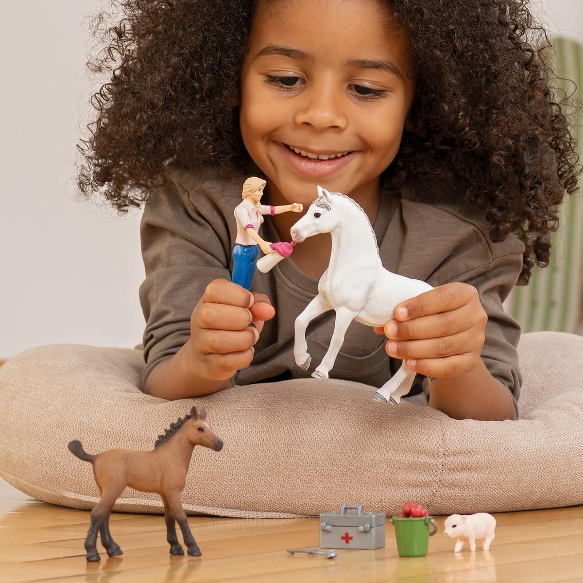 Juego de Veterinario Schleich Farm World 9 Piezas Yegua Potro