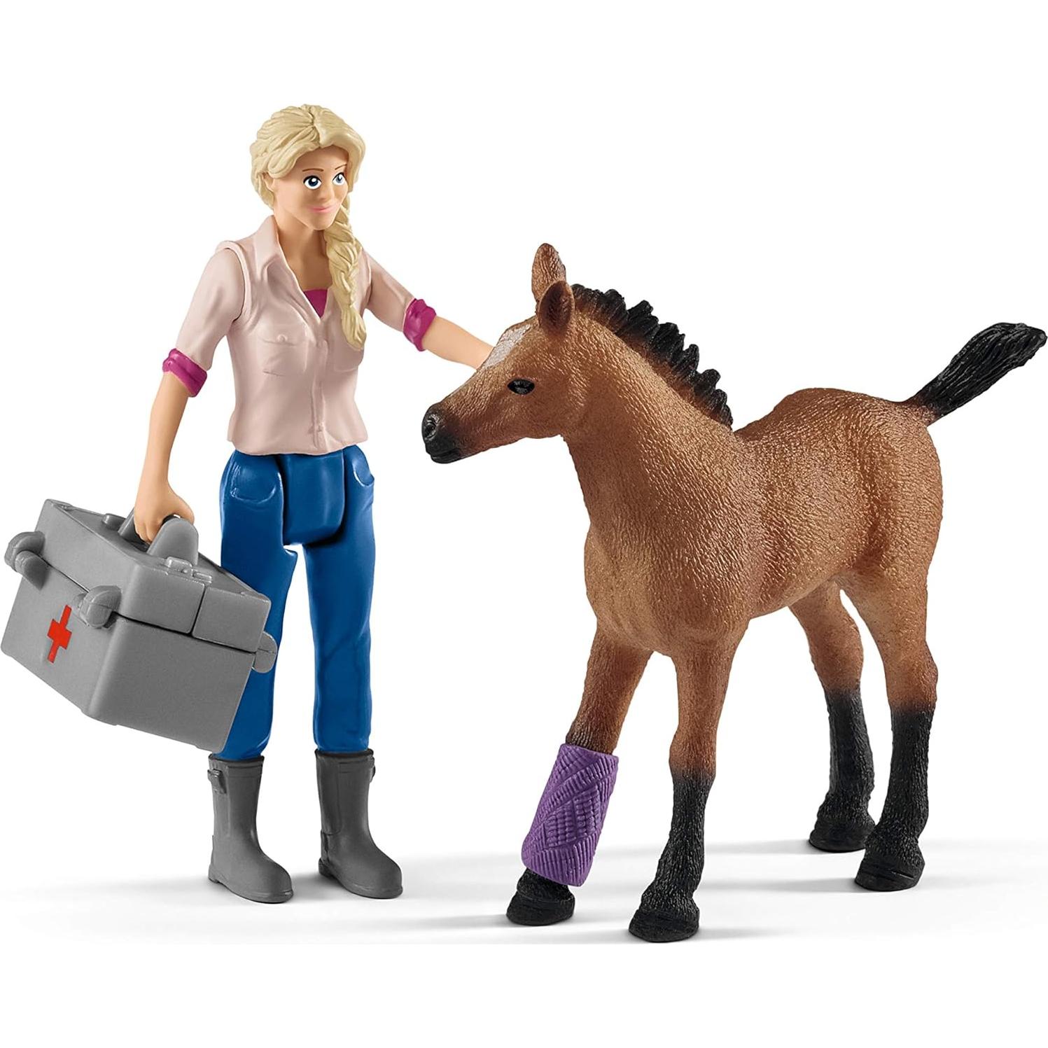 Juego de Veterinario Schleich Farm World 9 Piezas Yegua Potro