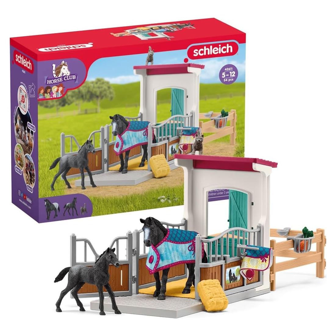 Juego de Establo Schleich 34 Piezas con Yegua y Potro