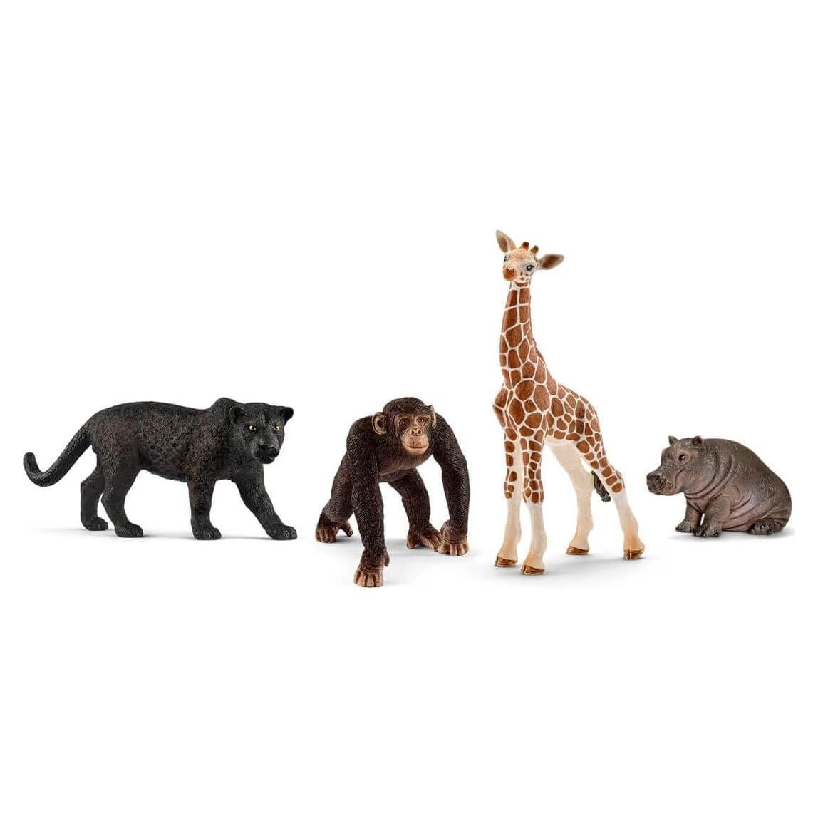 Set de 4 Figuras de Animales de Safari Schleich - León, Cebra, Mono y Elefante
