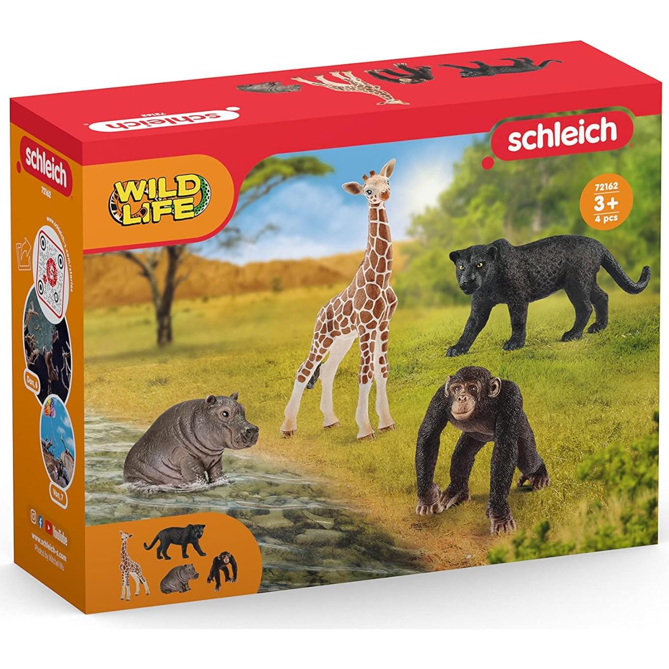 Set de 4 Figuras de Animales de Safari Schleich - León, Cebra, Mono y Elefante