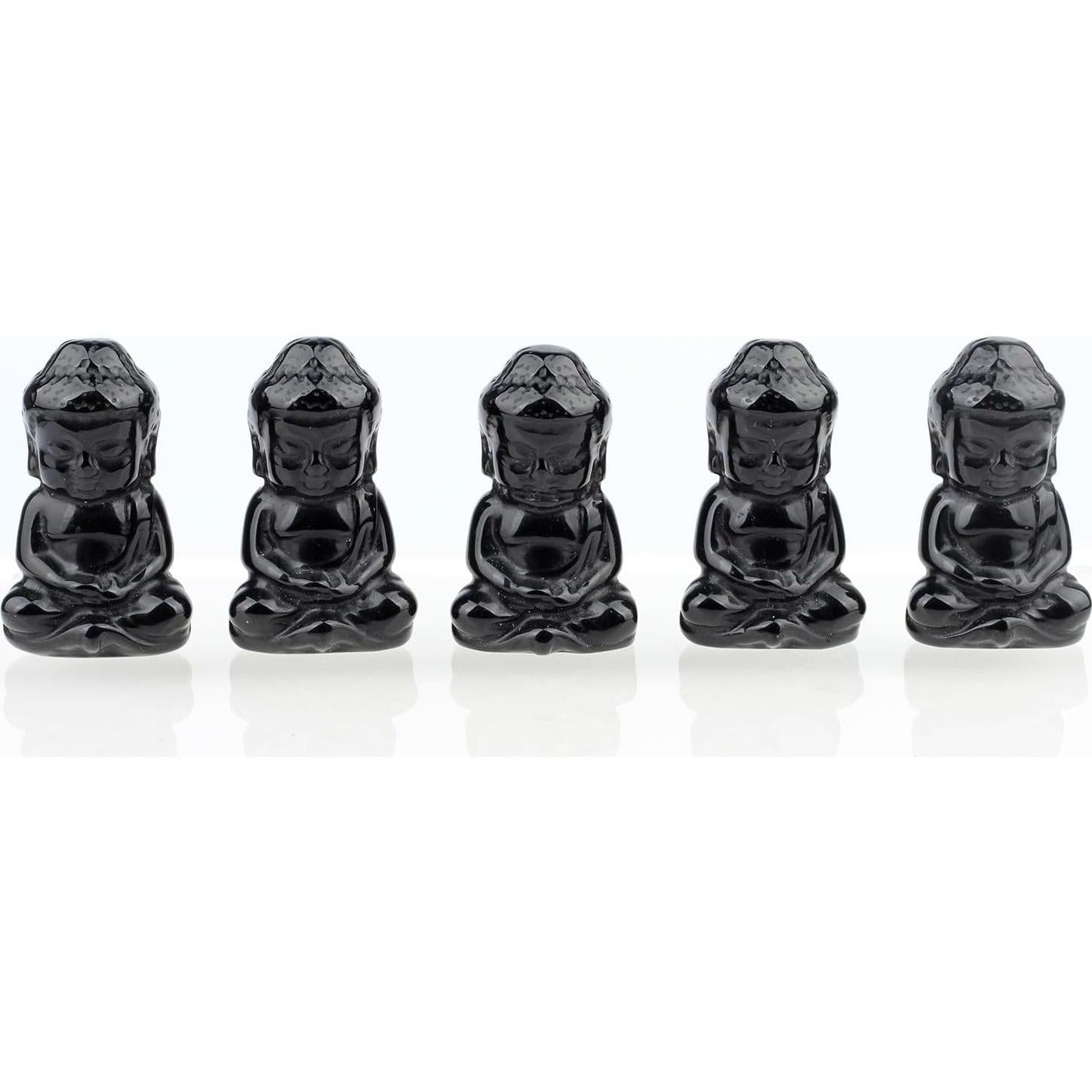 Estatua de Buda de Obsidiana Negra 2" para Decoración Feng Shui