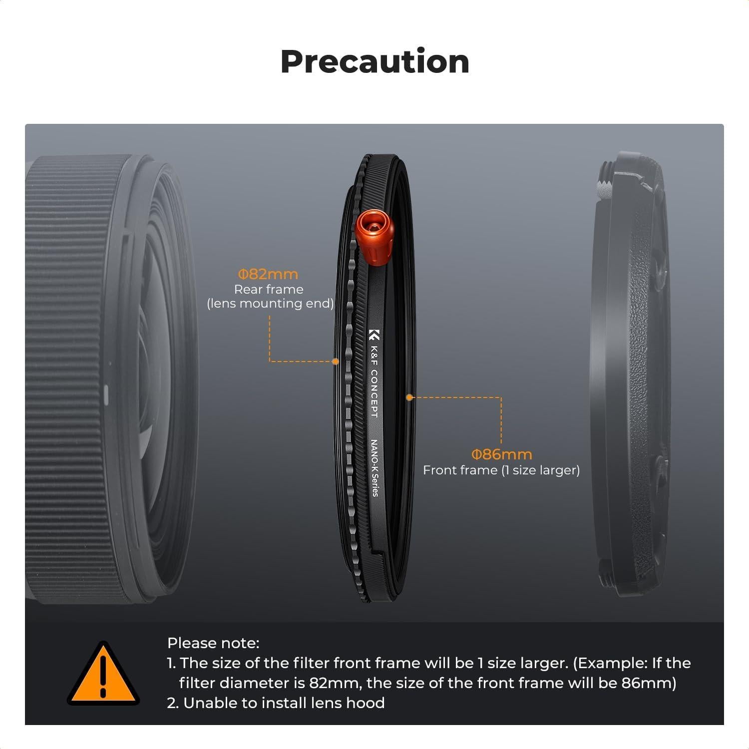 Filtro de Difusión Negra K&F Concept 37mm Efecto 1/4 y ND Variable