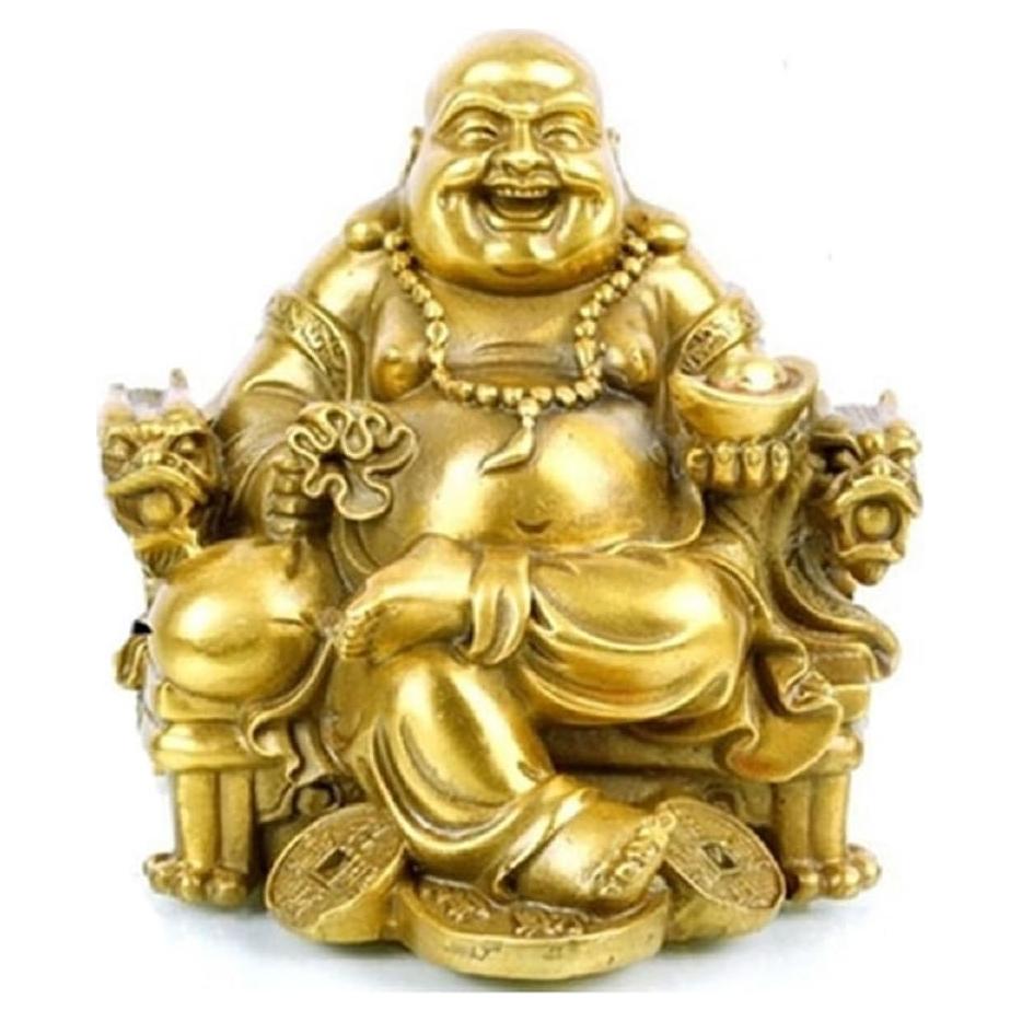 Estatua de Buda Risueño de Latón Fengshui 11.43 cm