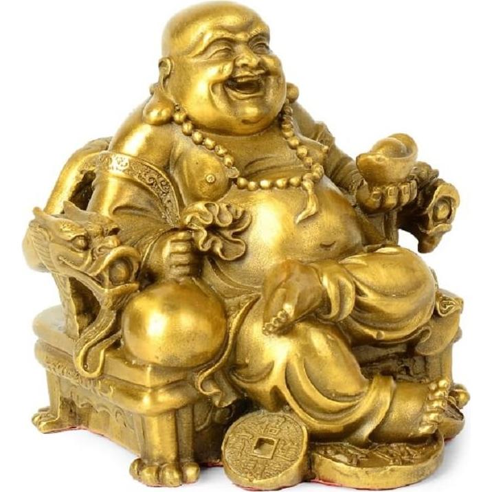 Estatua de Buda Risueño de Latón Fengshui 11.43 cm