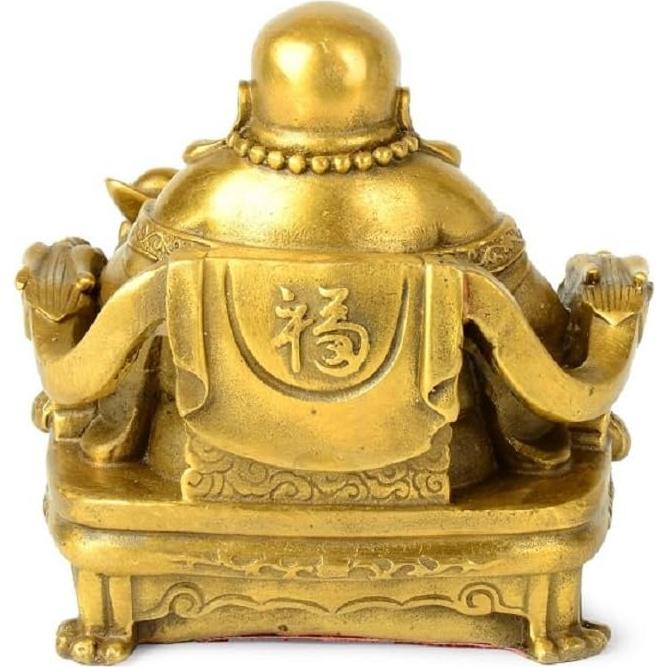Estatua de Buda Risueño de Latón Fengshui 11.43 cm