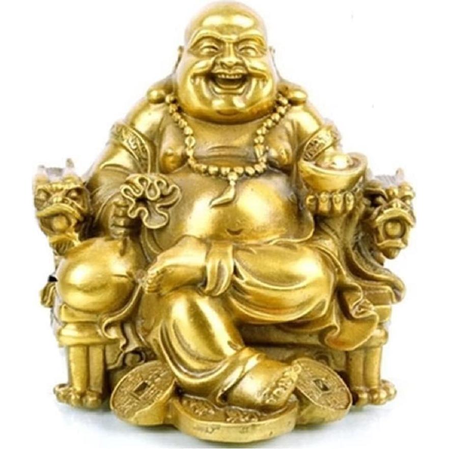 Estatua de Buda Risueño de Latón Fengshui 11.43 cm