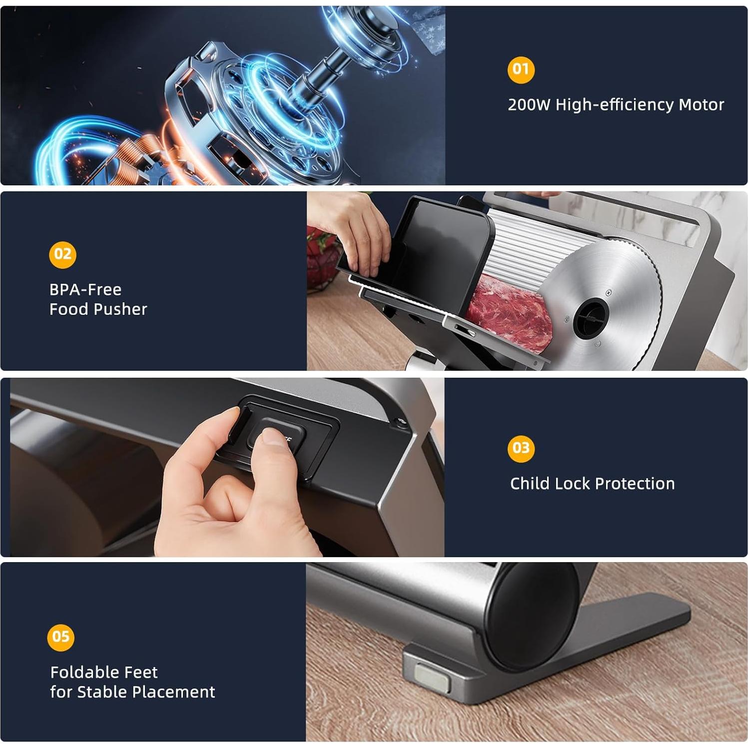 Cortadora de Carne Eléctrica TERUISI 200W Plegable 19cm