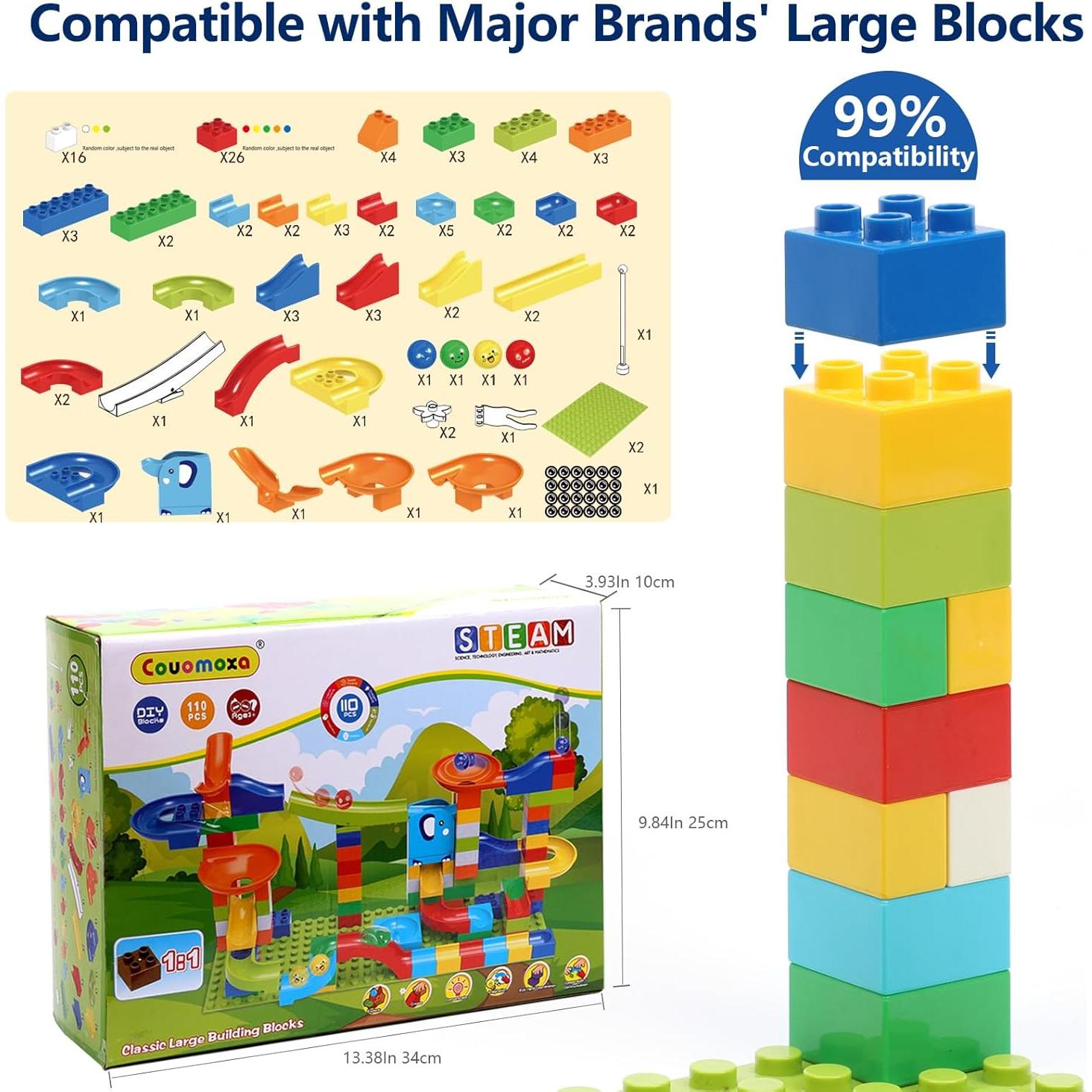 Set de Carrera de Canicas COUOMOXA 110 Piezas Educativo 3+