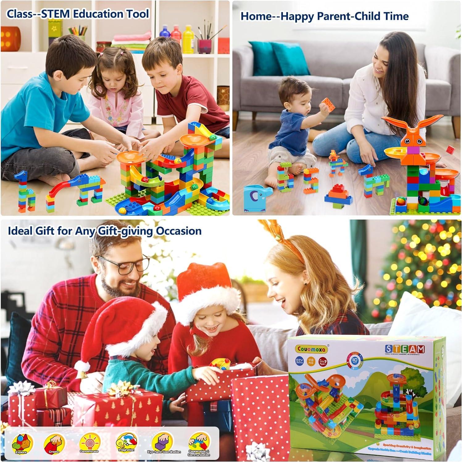 Set de Carrera de Canicas COUOMOXA 110 Piezas Educativo 3+