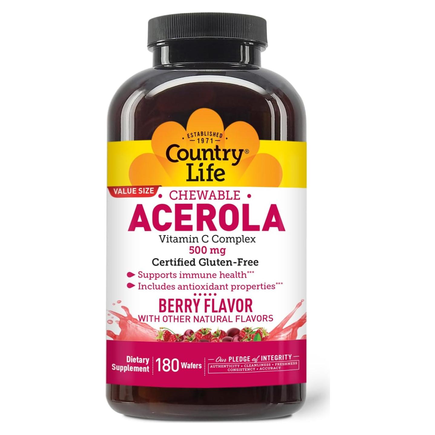 Galletas Masticables de Vitamina C Acerola Country Life 180g