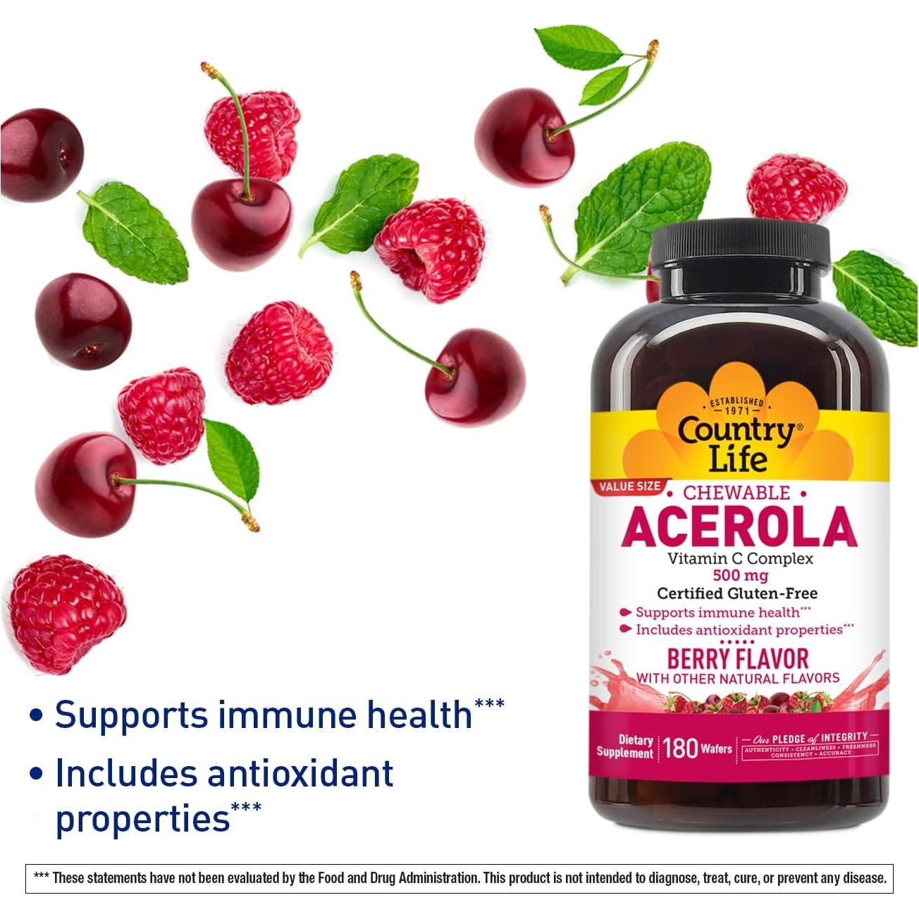 Galletas Masticables de Vitamina C Acerola Country Life 180g