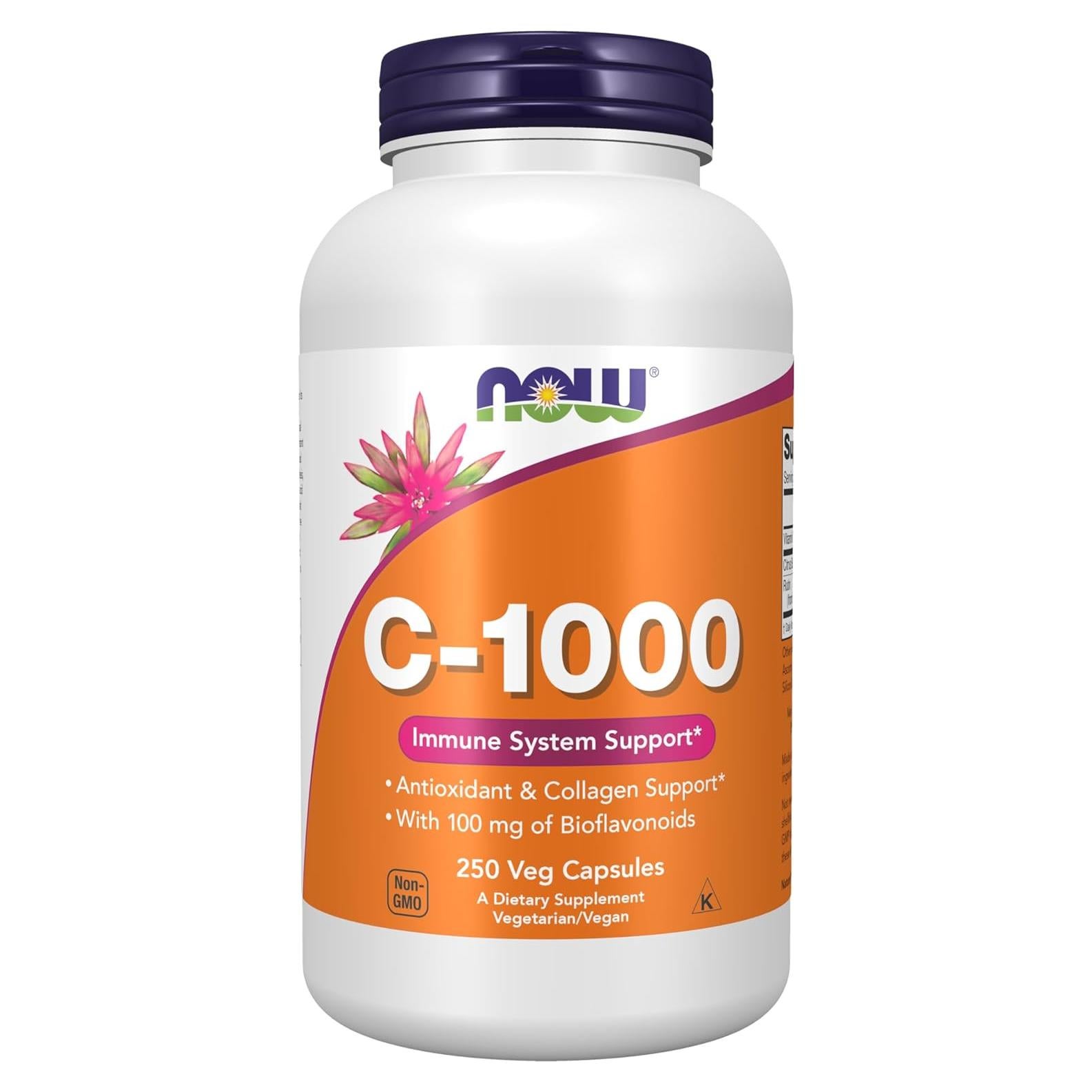 Vitamina C 1000 mg NOW Foods con Bioflavonoides 250 Cápsulas Veganas