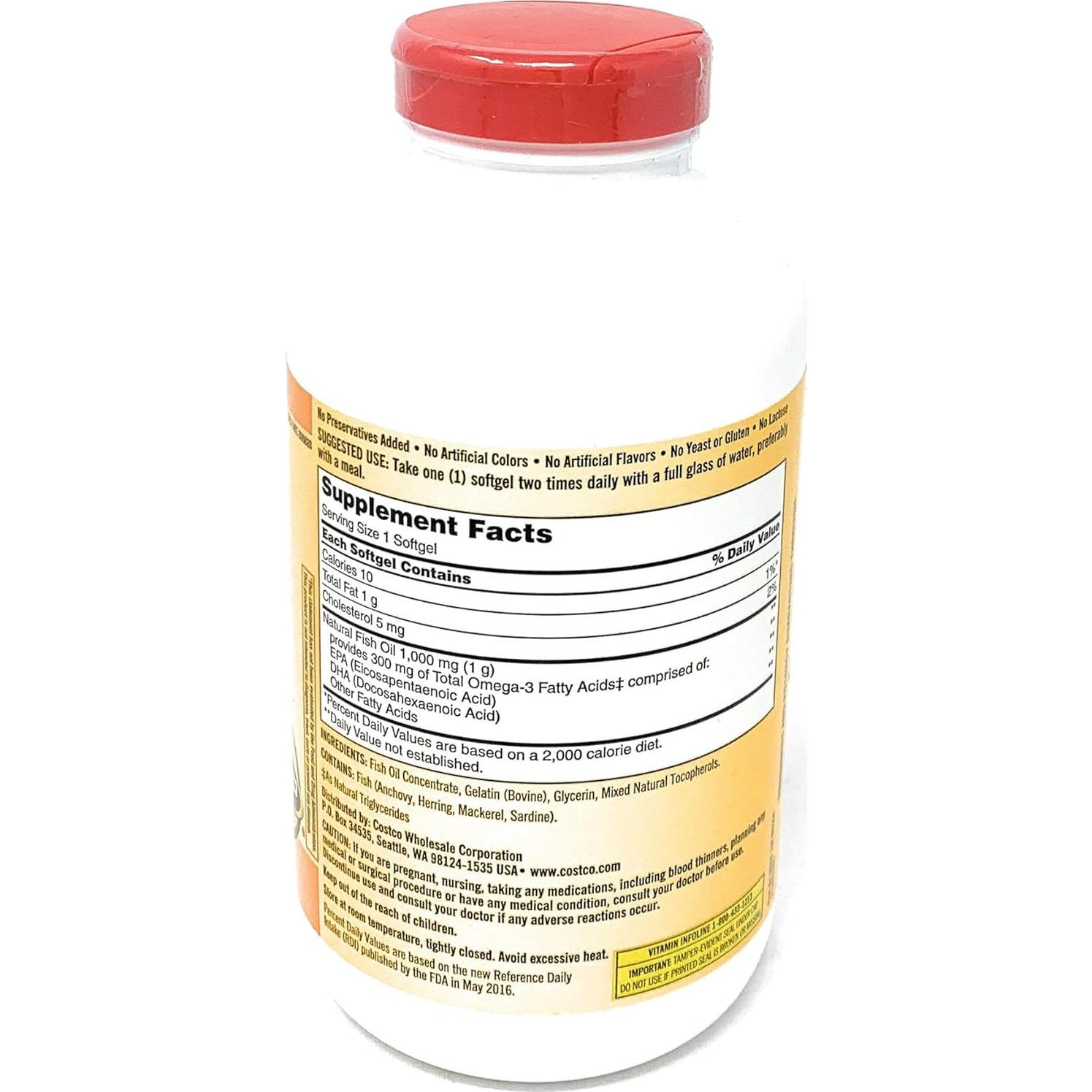 Concentrado de Aceite de Pescado Kirkland 800 Gelatinas 1000mg