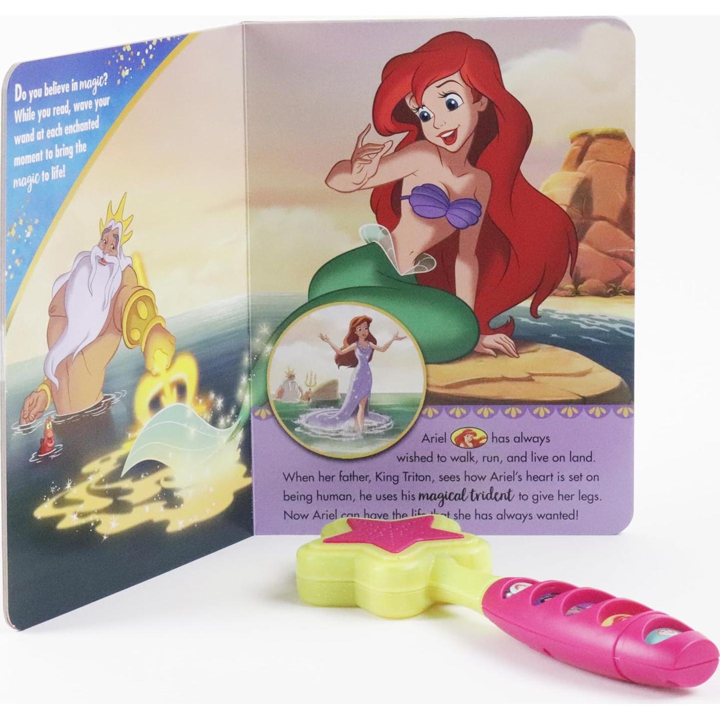Disney Princess Moana, Belle, Cinderella, and more! - Magical Moments! Storybook and Magic Wand Toy Sound Book Set - PI Kids