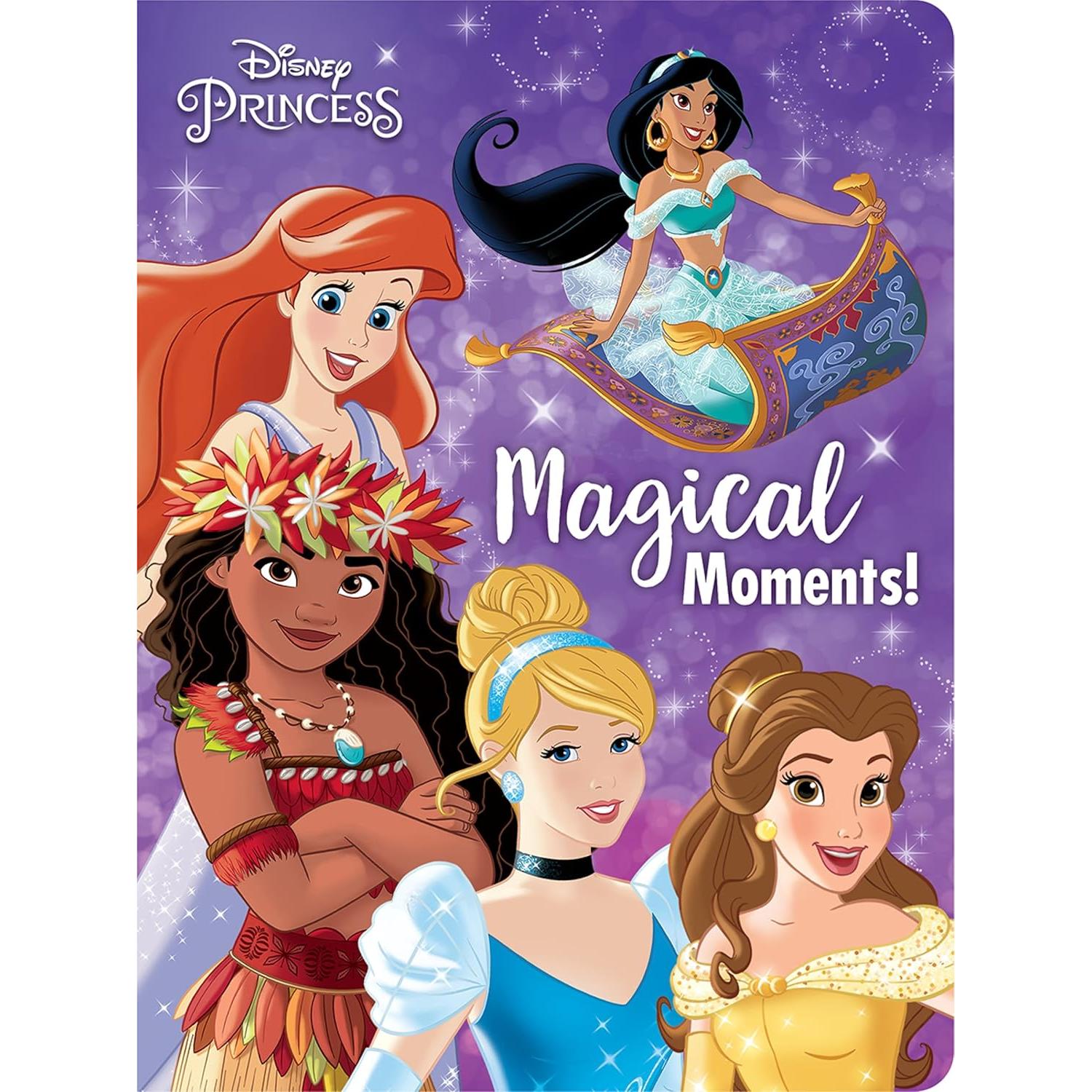 Disney Princess Moana, Belle, Cinderella, and more! - Magical Moments! Storybook and Magic Wand Toy Sound Book Set - PI Kids