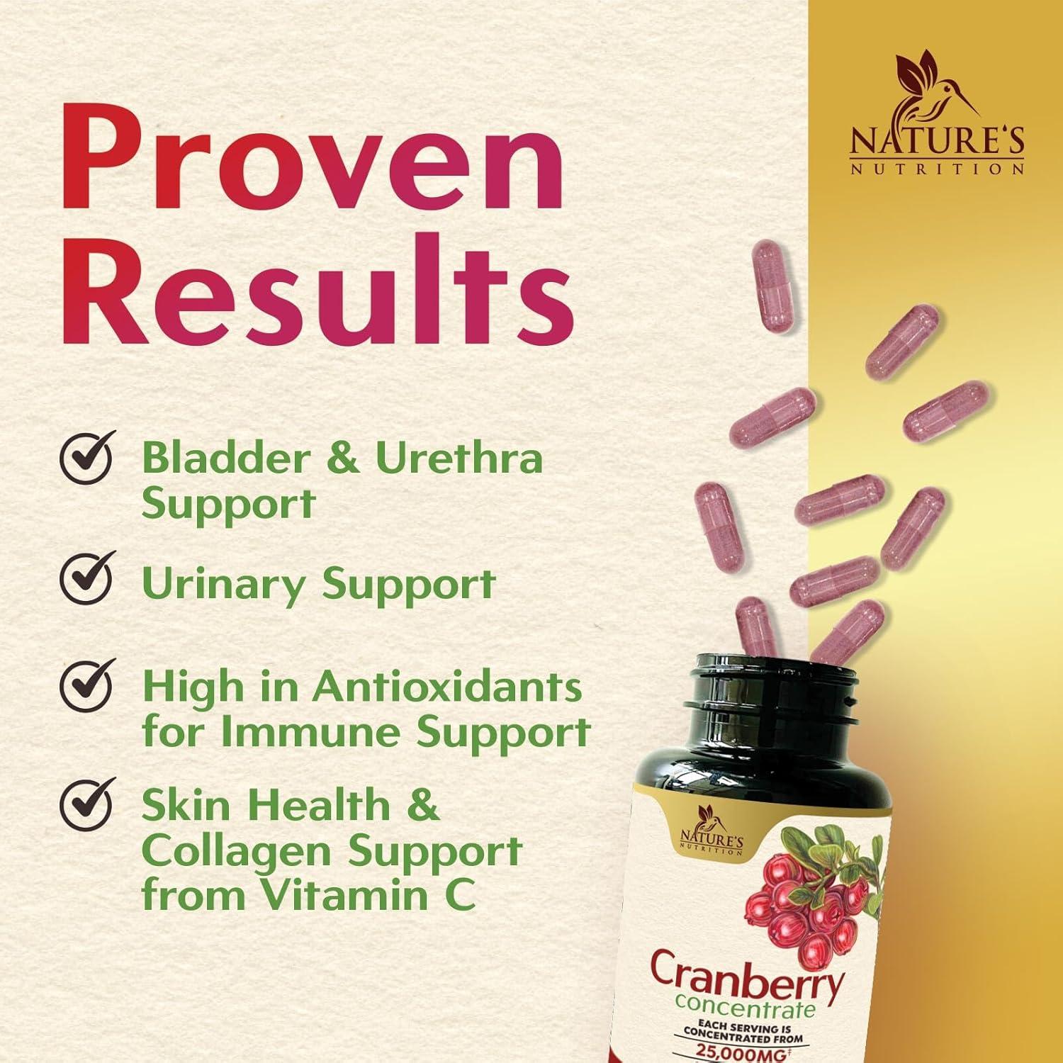 Suplemento de Arándano Nature's Nutrition 25000mg 60 Cápsulas