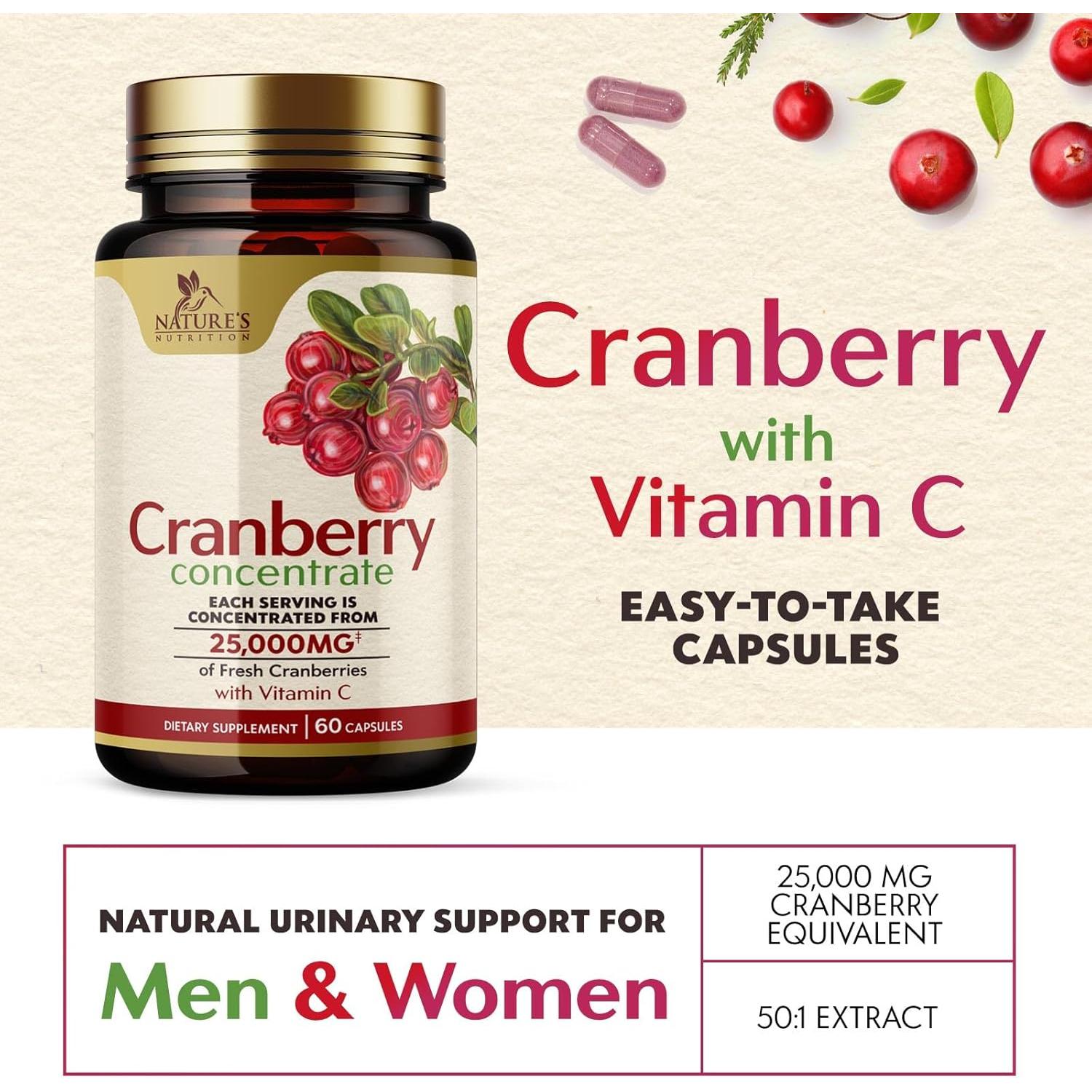 Suplemento de Arándano Nature's Nutrition 25000mg 60 Cápsulas