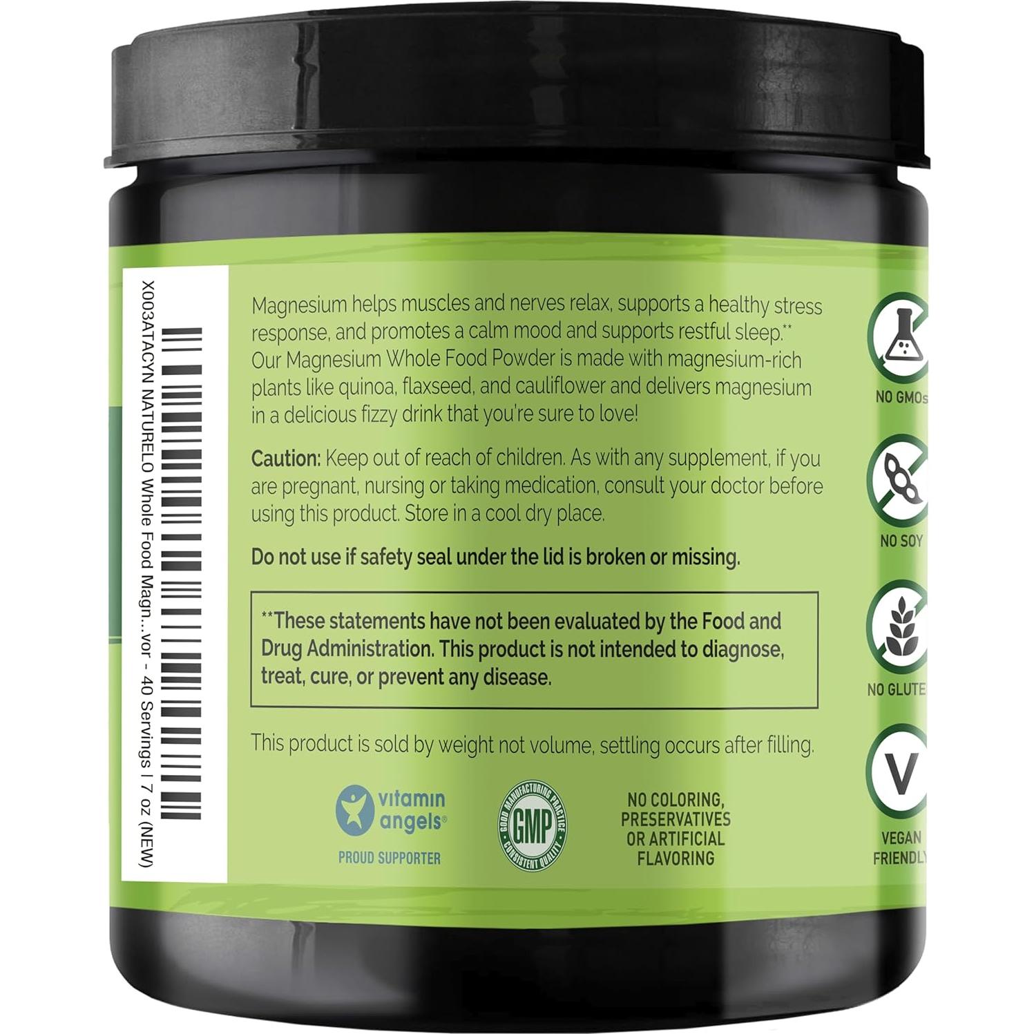 Polvo de Magnesio Naturelo 198 g - Alivio del Estrés Limón Frambuesa