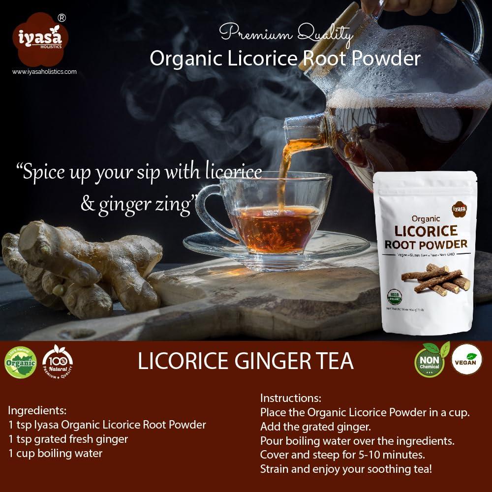 Polvo de Raíz de Regaliz Orgánico Iyasa 113 g - Expectorante Natural