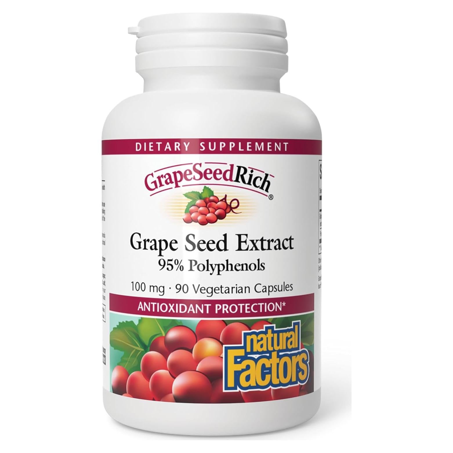 Extracto de Semilla de Uva Natural Factors 90 Cápsulas Antioxidante