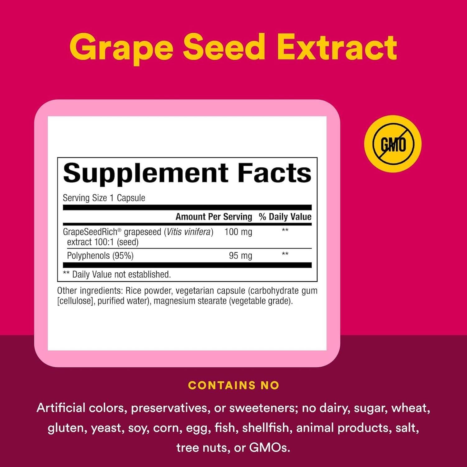 Extracto de Semilla de Uva Natural Factors 90 Cápsulas Antioxidante