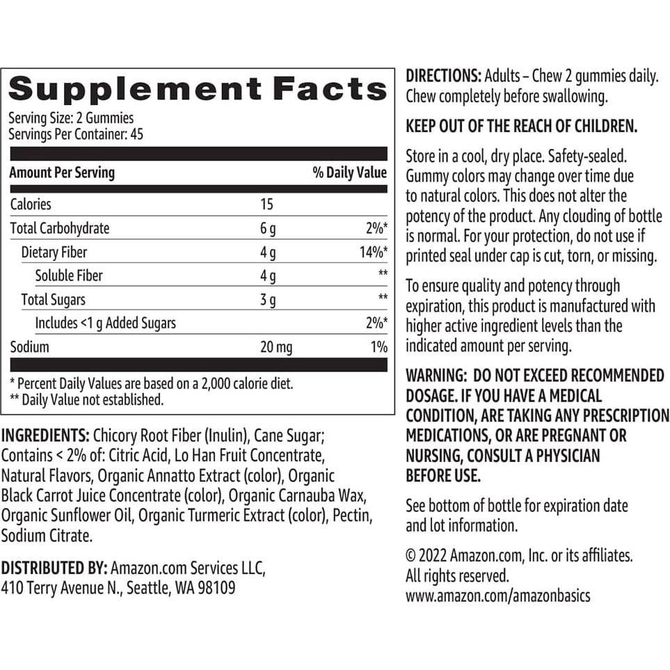 Gomitas de fibra Amazon Basics 90 unidades sabores mixtos