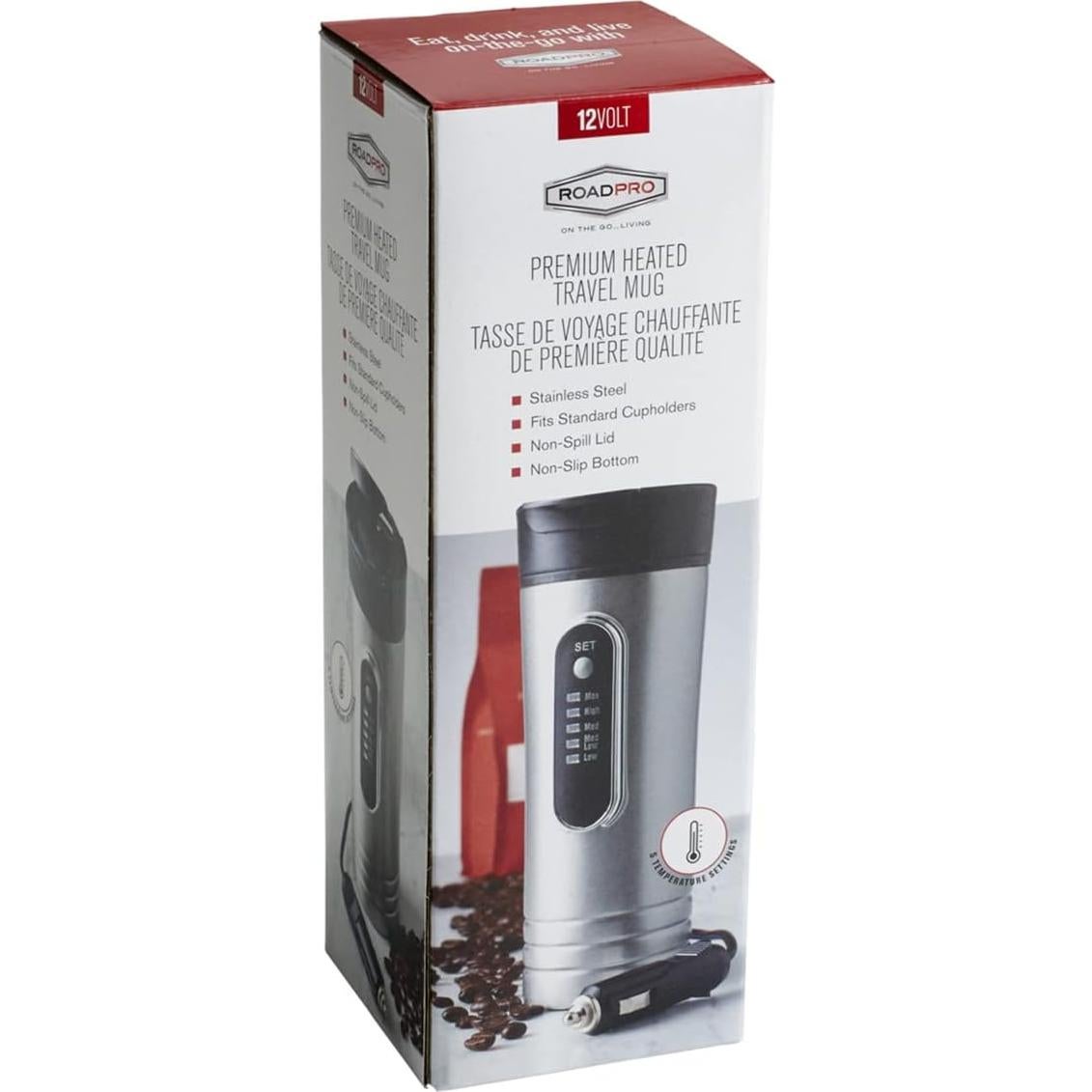 Taza de Viaje Calentada RoadPro RP0719 443ml 12V Antideslizante