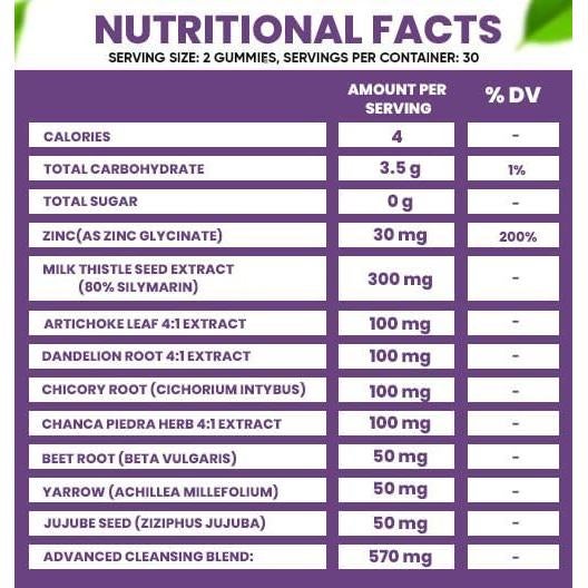 Gomitas Detox Hepáticas Sin Azúcar VIDAVITE 60 Unidades