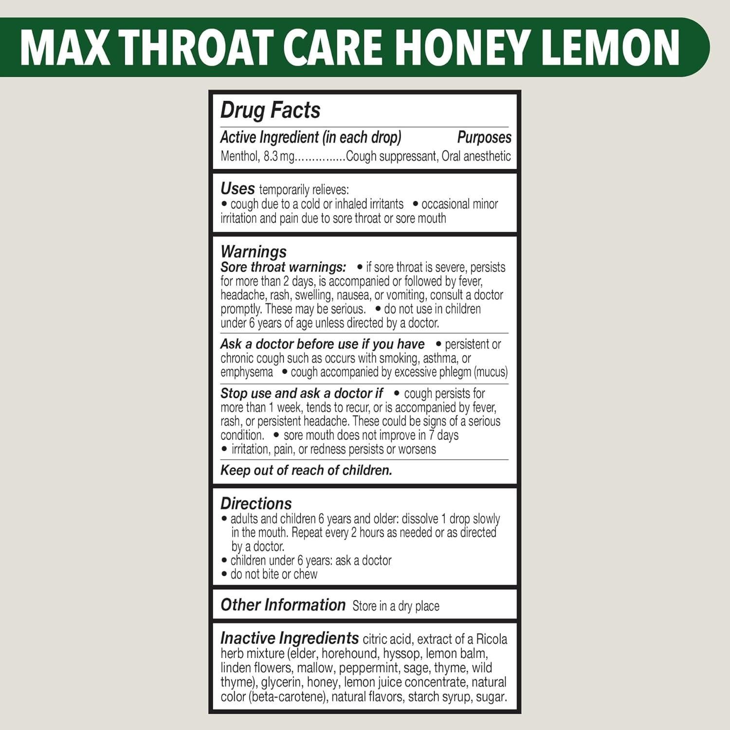 Pastillas para la Garganta Ricola Miel Limón 34 Unidades