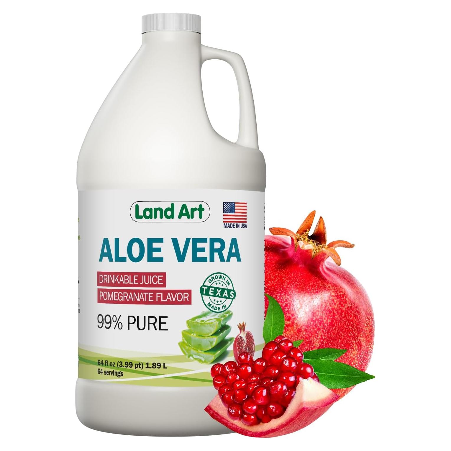 Jugo Puro de Aloe Vera Land Art 64 oz Sabor Granada Orgánico