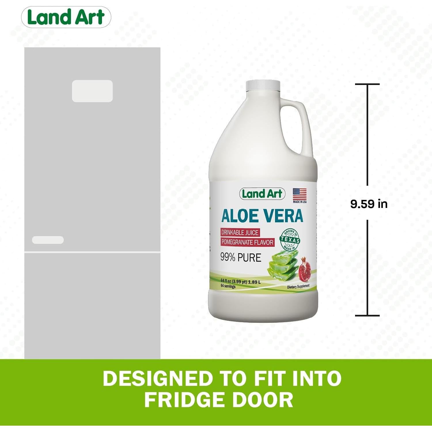 Jugo Puro de Aloe Vera Land Art 64 oz Sabor Granada Orgánico