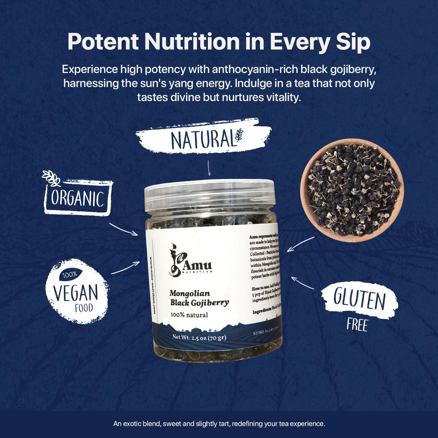 Té de Baya de Goji de Lobo Negro Mongol Amu Nutrition 70g