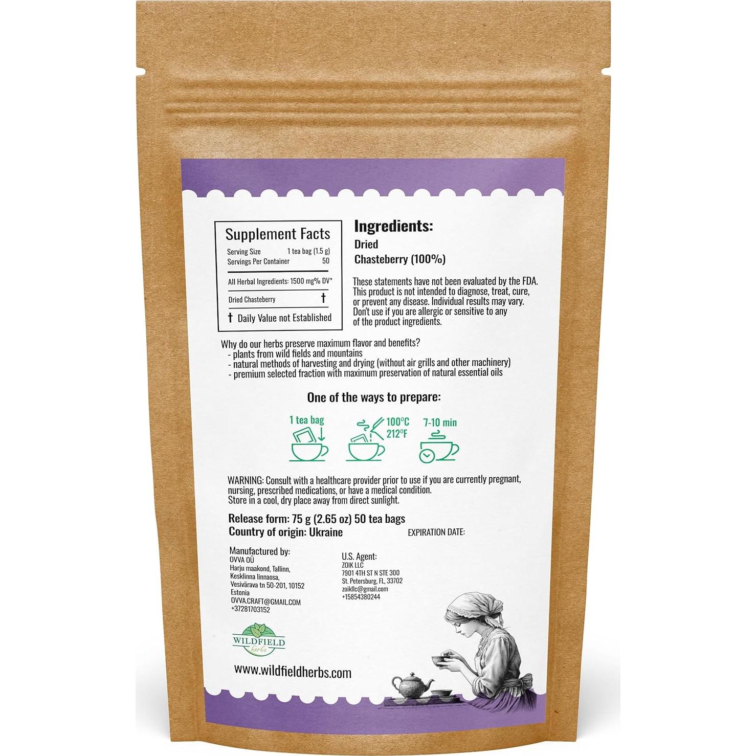 Té de Baya de Árbol Casto OVVA 113g - Vitex Agnus-Castus