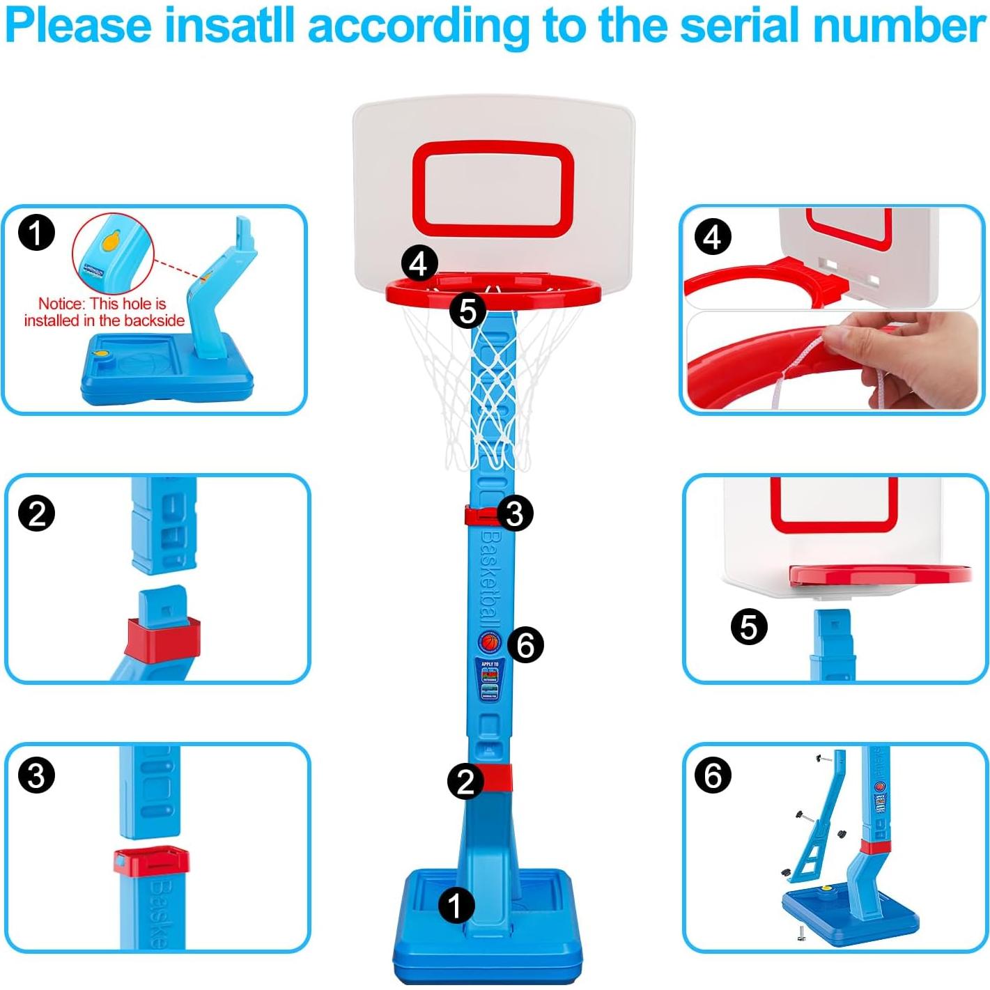 Aro de Baloncesto Qirptey Mini Ajustable para Niños 2-8 Años