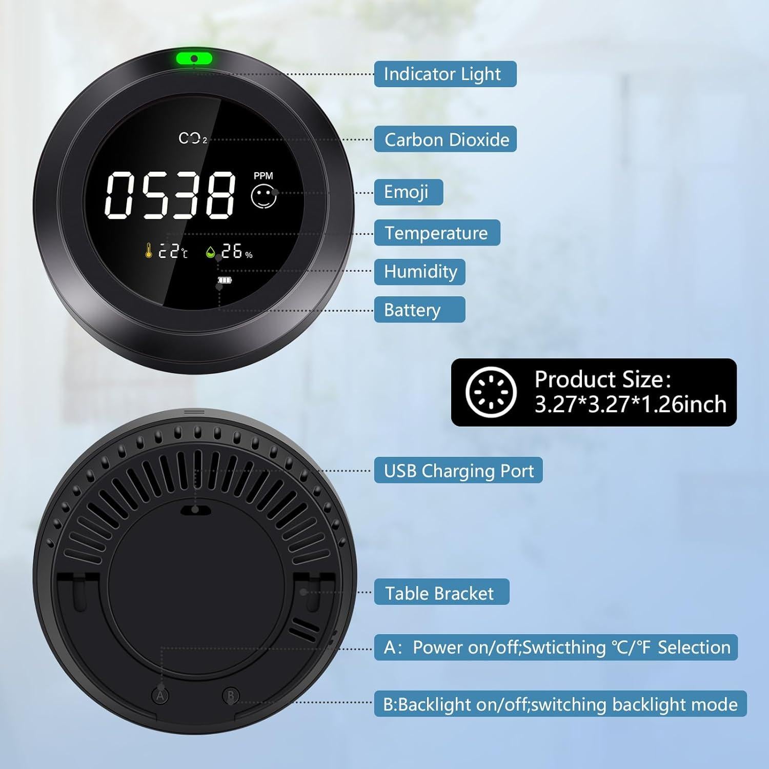 Monitor de Calidad del Aire Simbow CF-5 CO2, Temperatura y Humedad