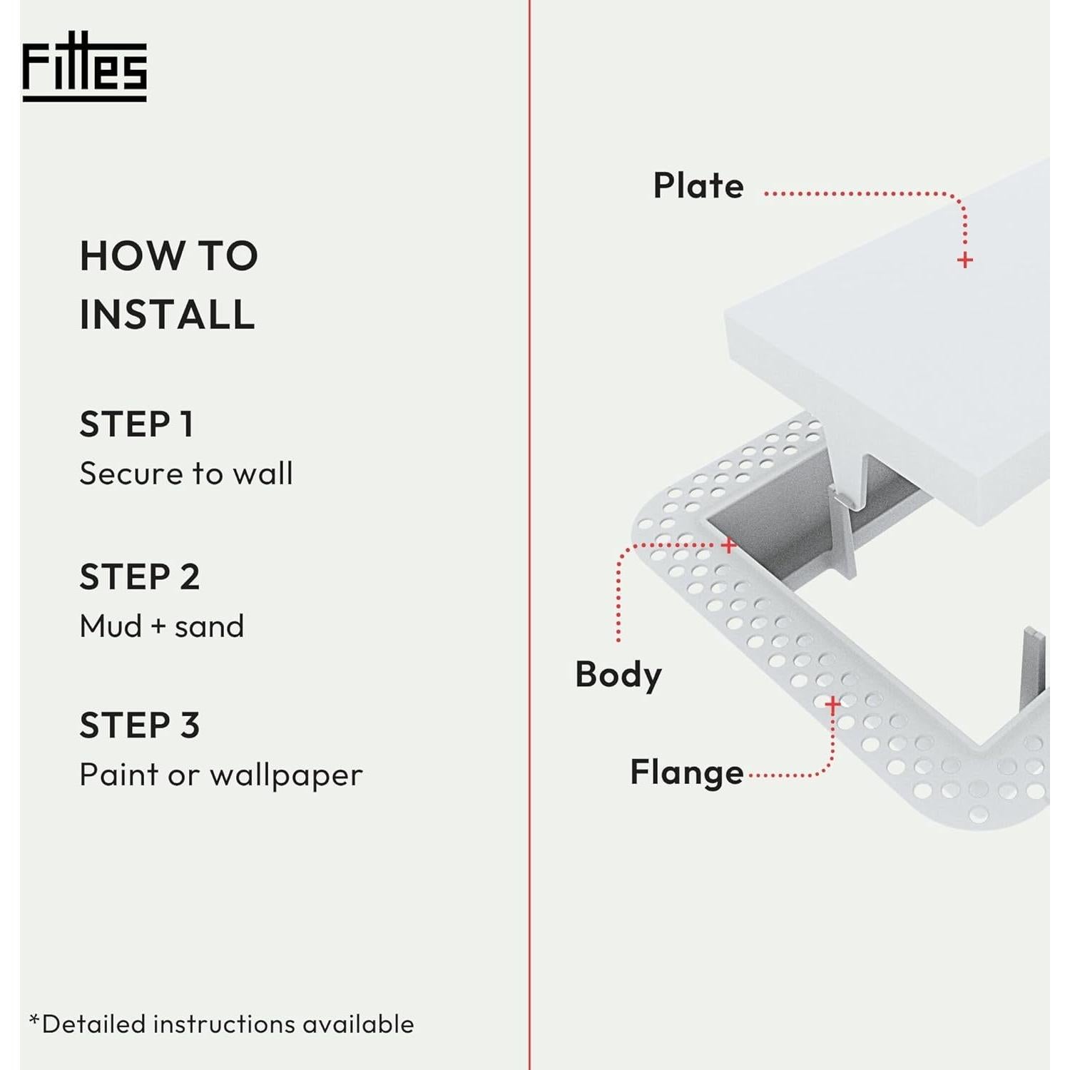 Rejilla de Pared Fittes Lite 10.16x25.4cm Blanco Satinado