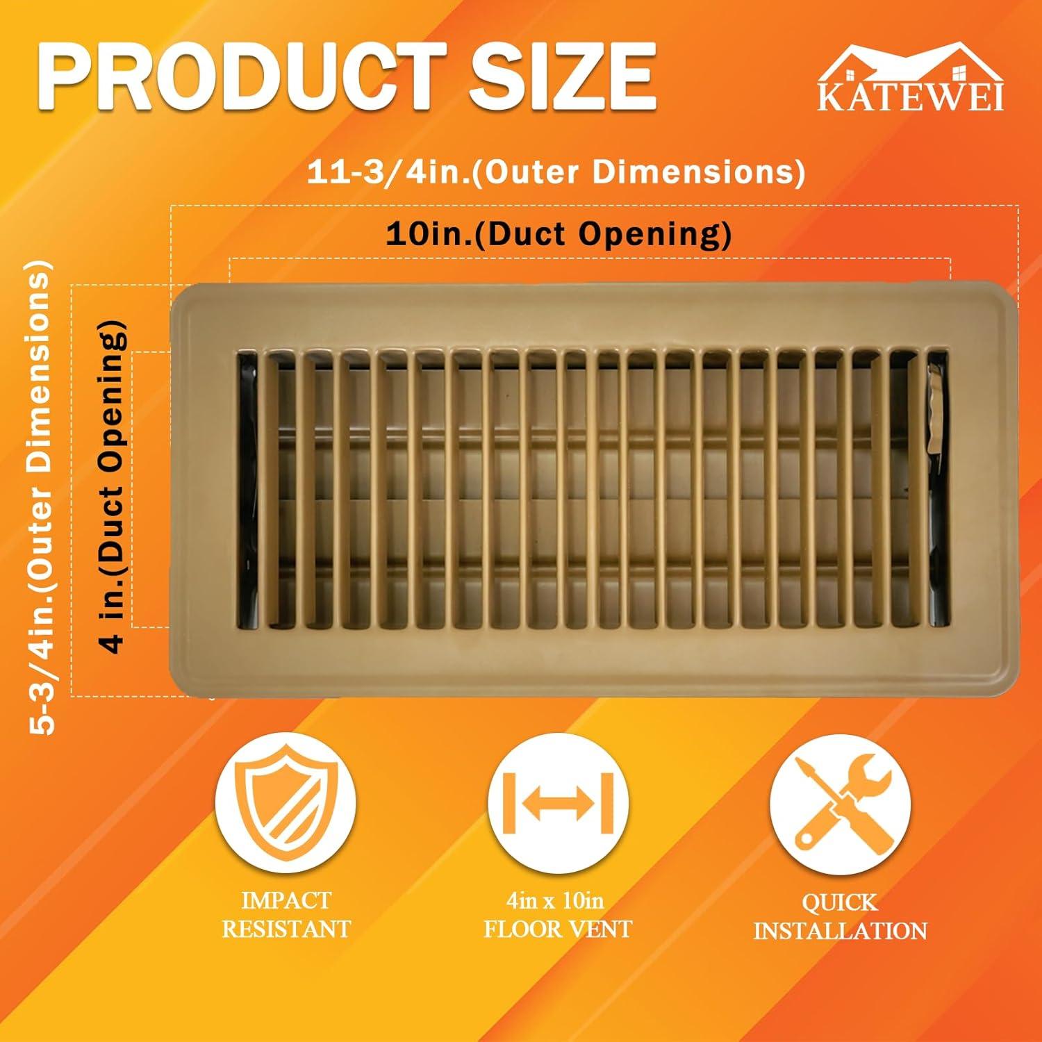 Registro de Piso Katewei 10.16x25.4 cm Acero Marrón Ajustable