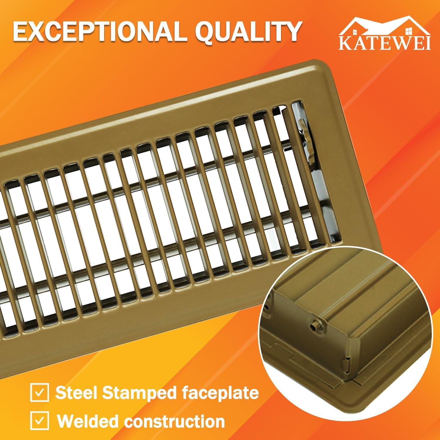 Registro de Piso Katewei 10.16x25.4 cm Acero Marrón Ajustable