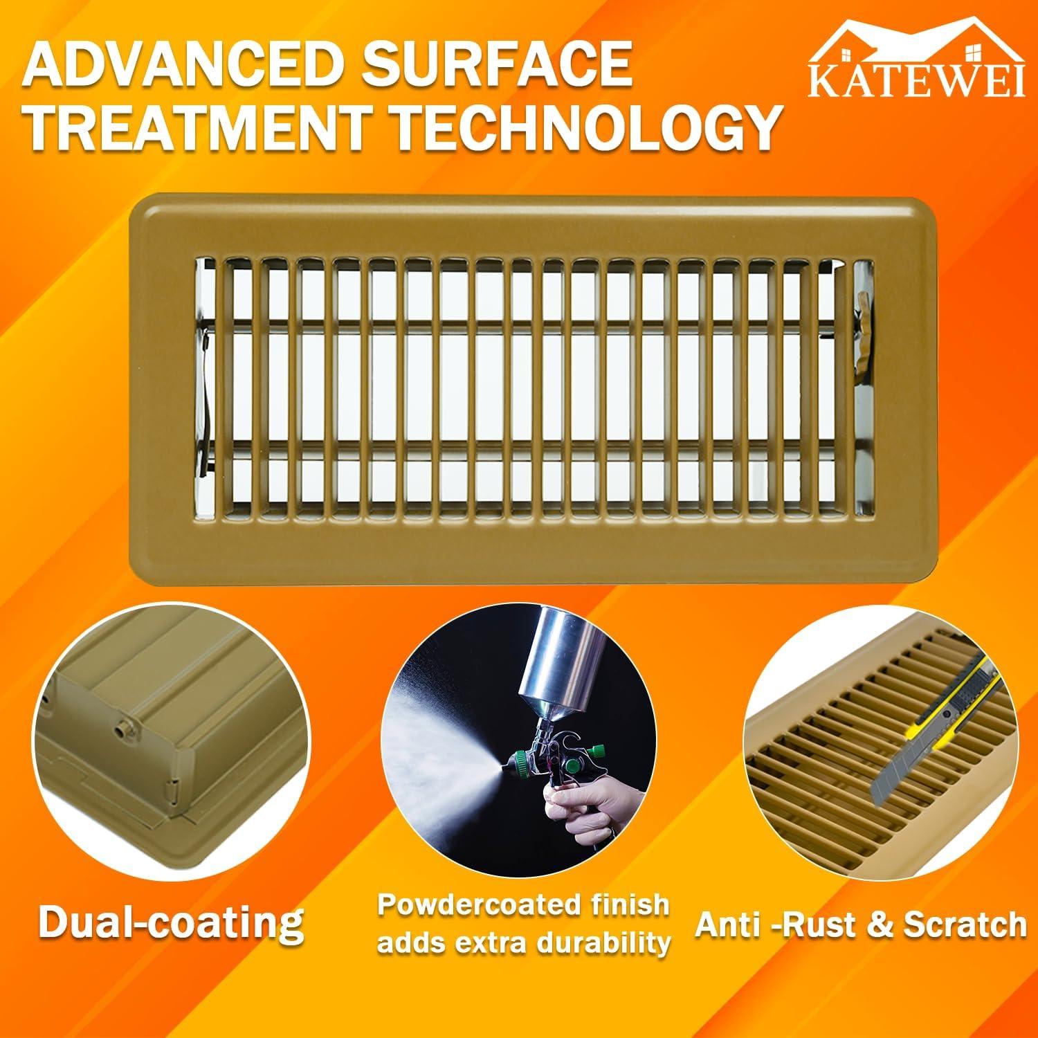 Registro de Piso Katewei 10.16x25.4 cm Acero Marrón Ajustable