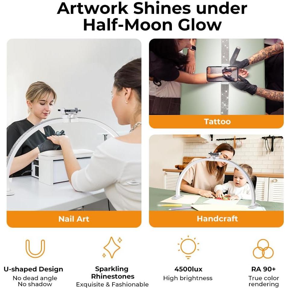 Lámpara Media Luna Janolia para Uñas 73.66 cm 7 Modos