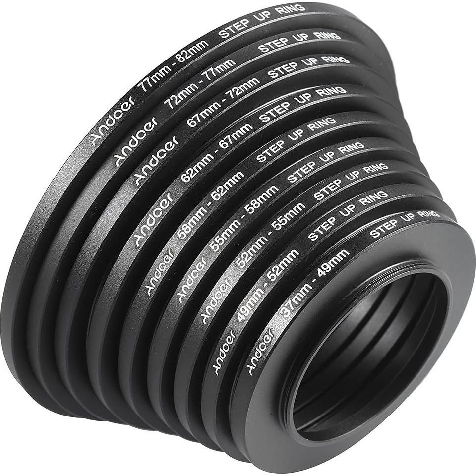Kit de Filtros de Lente Andoer 18 Piezas Anillos Adaptadores