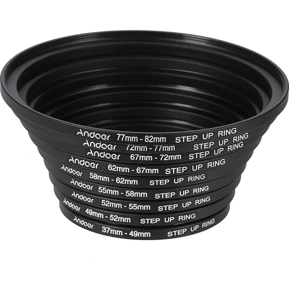 Kit de Filtros de Lente Andoer 18 Piezas Anillos Adaptadores