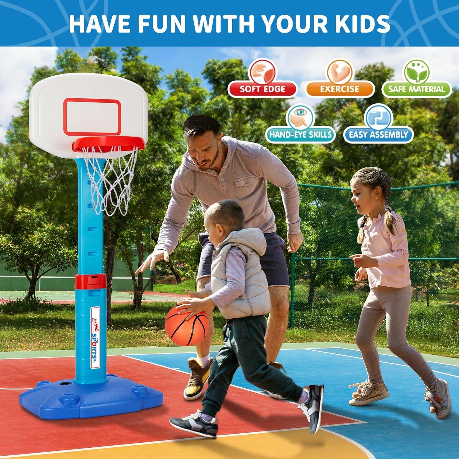 Aro de Baloncesto Ajustable para Niños 1-3 Años con Pelotas