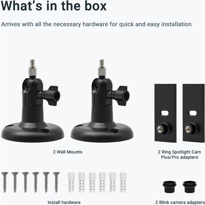 Soporte de Pared Ajustable 360° Holicfun para Cámaras - Paquete de 2