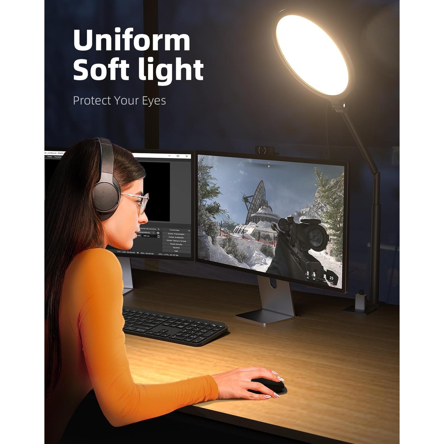 Luz de Anillo Weilisi 10.2" para Escritorio con Soporte Ajustable