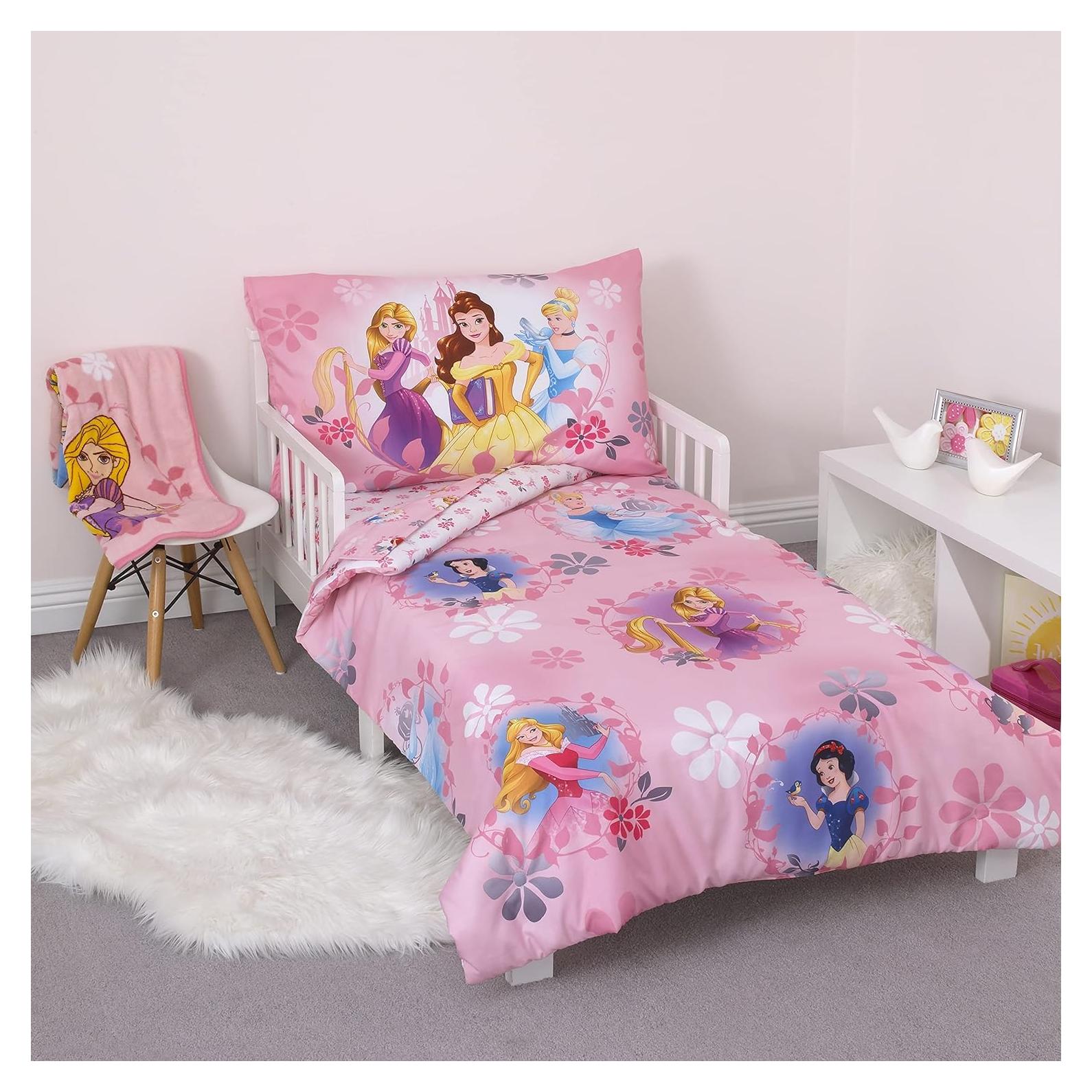 Juego de Cama para Niños Pequeños Disney Princesa 4 Piezas