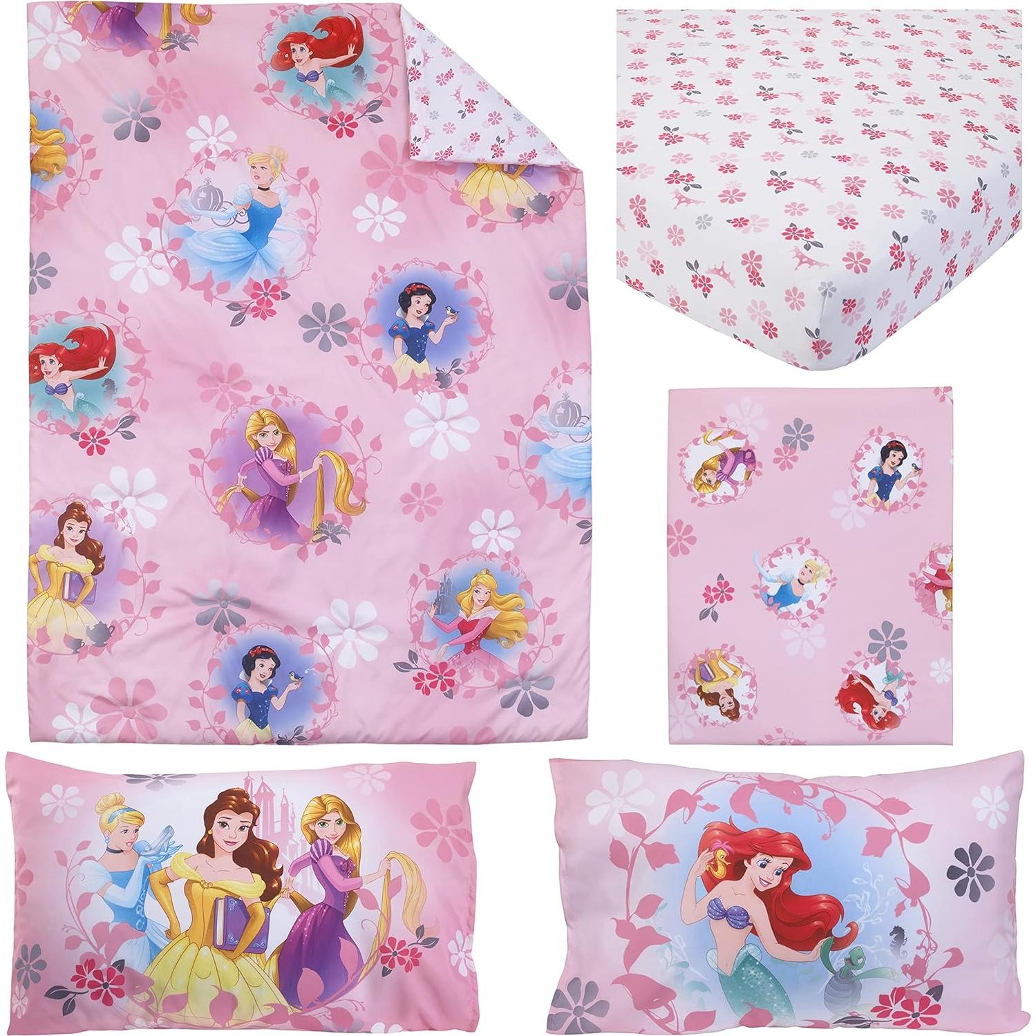 Juego de Cama para Niños Pequeños Disney Princesa 4 Piezas