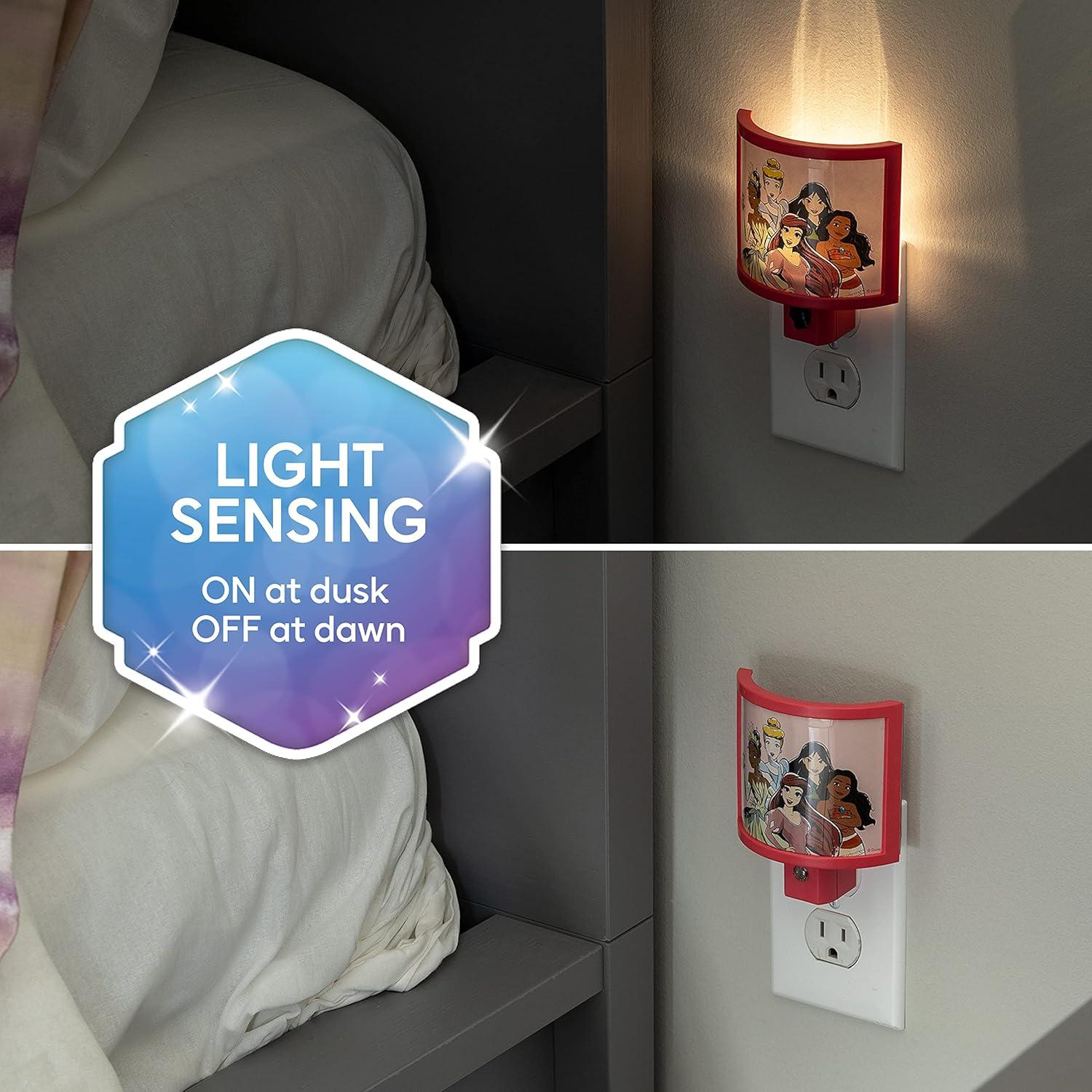 Luz Nocturna LED Disney Princess Rosa con Sensor Dusk to Dawn