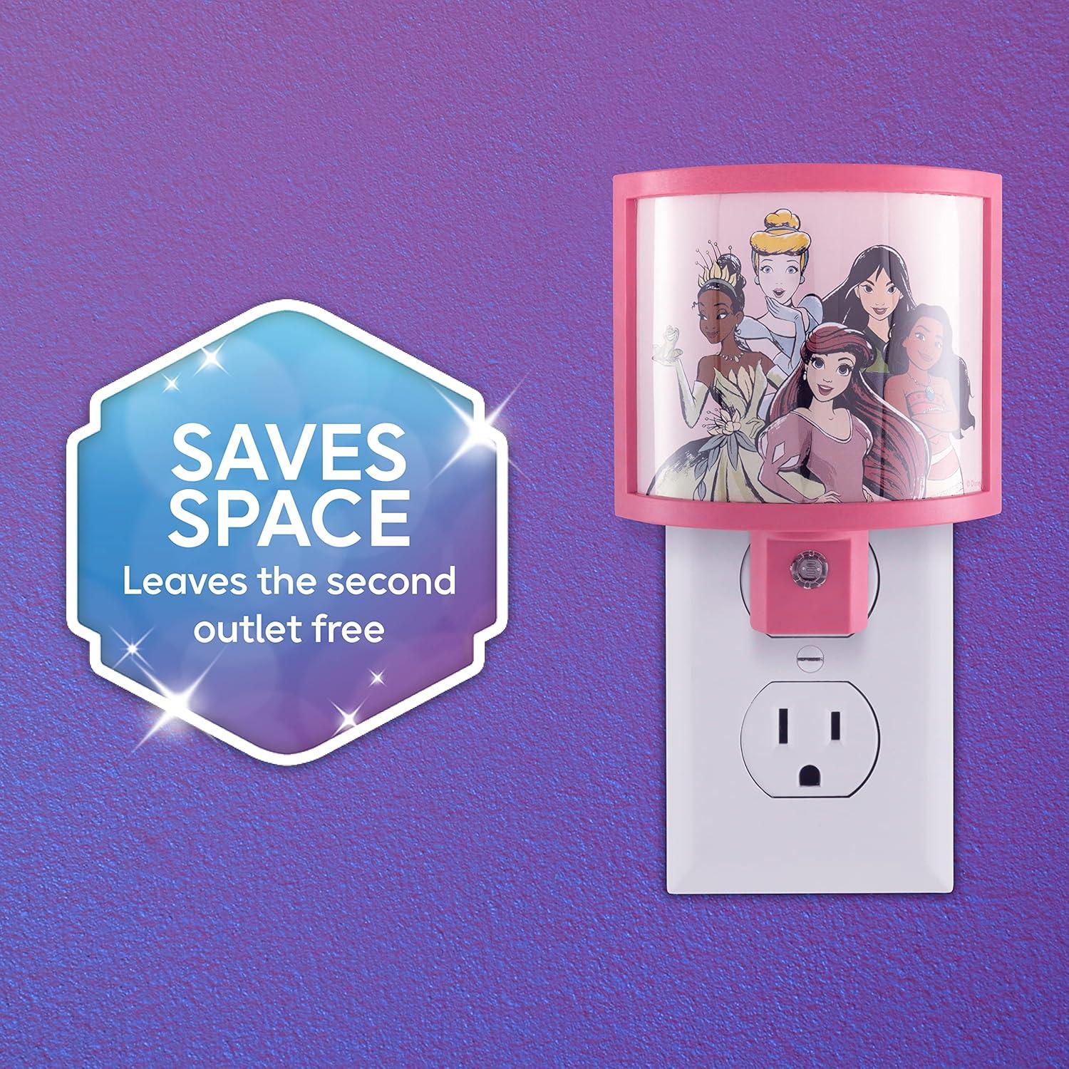 Luz Nocturna LED Disney Princess Rosa con Sensor Dusk to Dawn